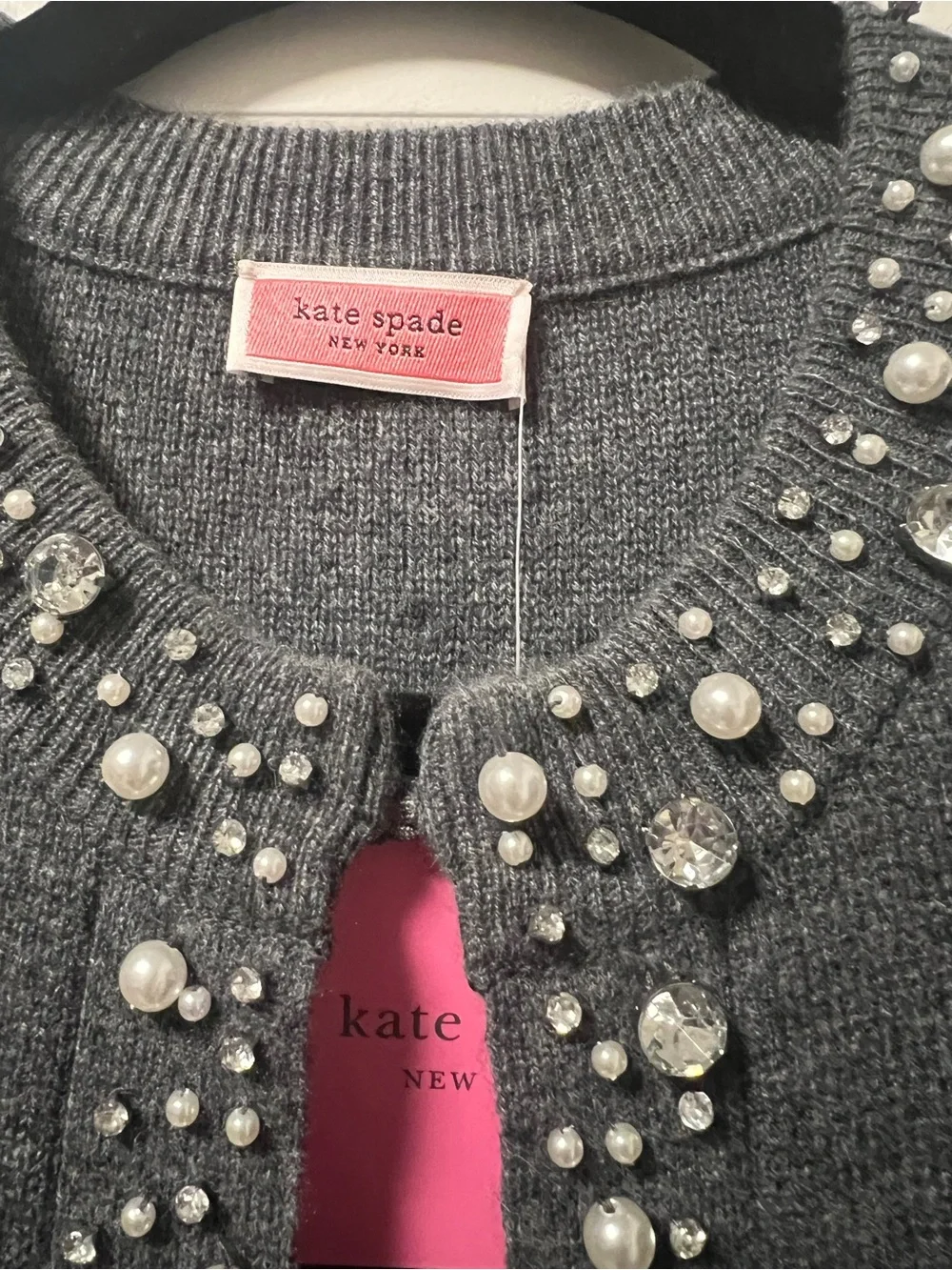 Kate Spade New York Pearl Rhinestone Cardigan Sweater
